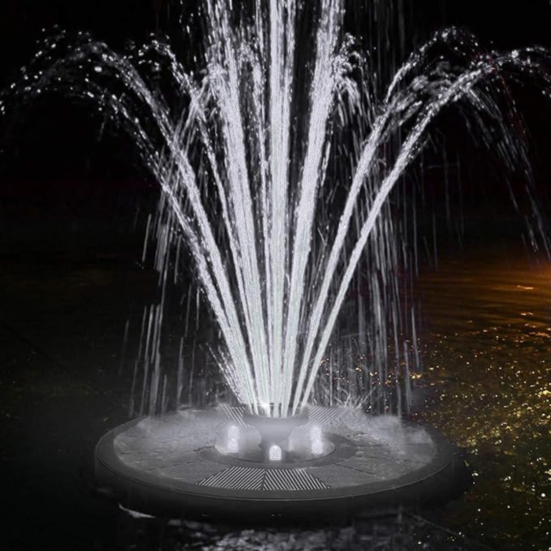 Fontana solare con illuminazione a LED