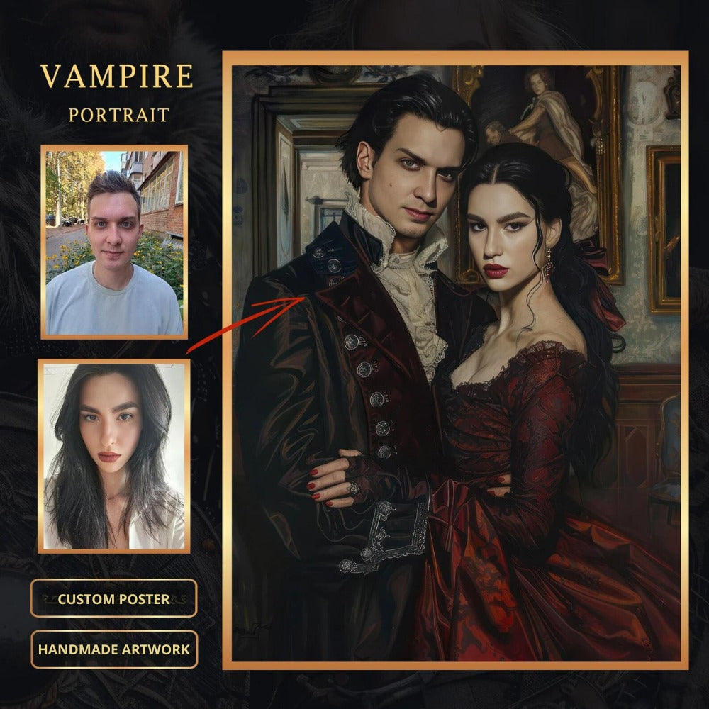 Romantico Vampiro | Ritratto Personalizzato di Halloween